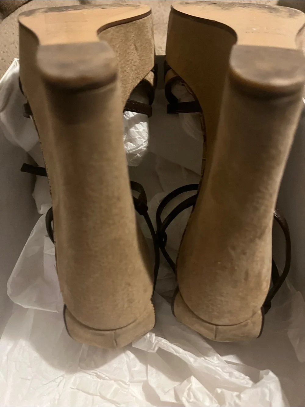 Dior Tan and Dark Brown Suede Logo Wedge Sandals